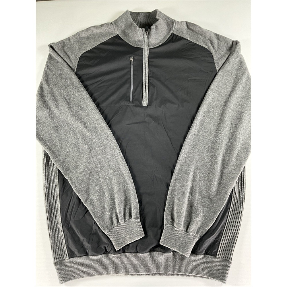 FootJoy Golf Tech Sweater Mens XL Black Gray Pullover Wool Blend Stretch Wind